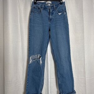 Abercrombie & Fitch 90s Straight Jeans Curve Love Size 26/2 – Mid Rise Distresse
